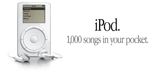 triki reklamowe - przykład reklamy ipoda 1000 songs in your pocket
