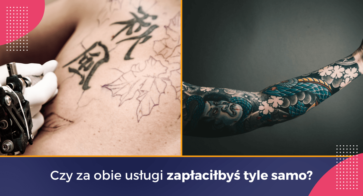 dwa rodzaje tatuaży wymagających różnego zakresu pracy