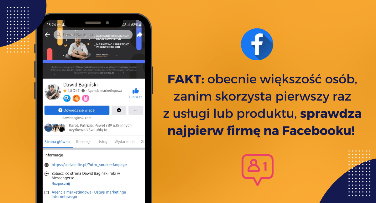 FAKT: większość osób najpierw sprawdza firmę na facebooku, dlatego prowadzenie firmowego konta na facebooku jest ważne