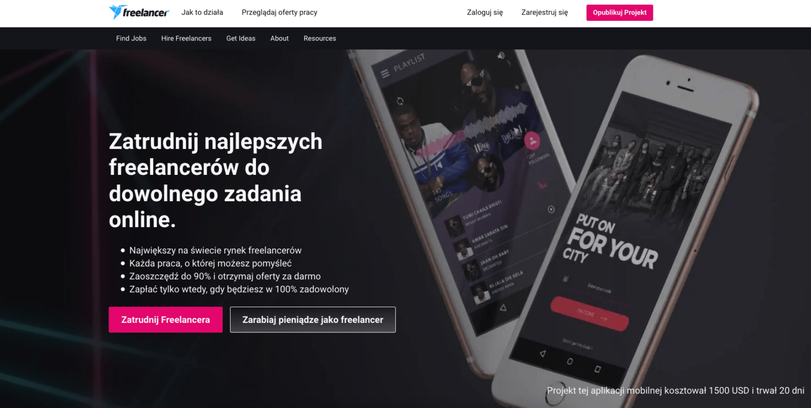 screen strony freelancer.pl , na której można znaleźć profesjonalnego copywritera b2b